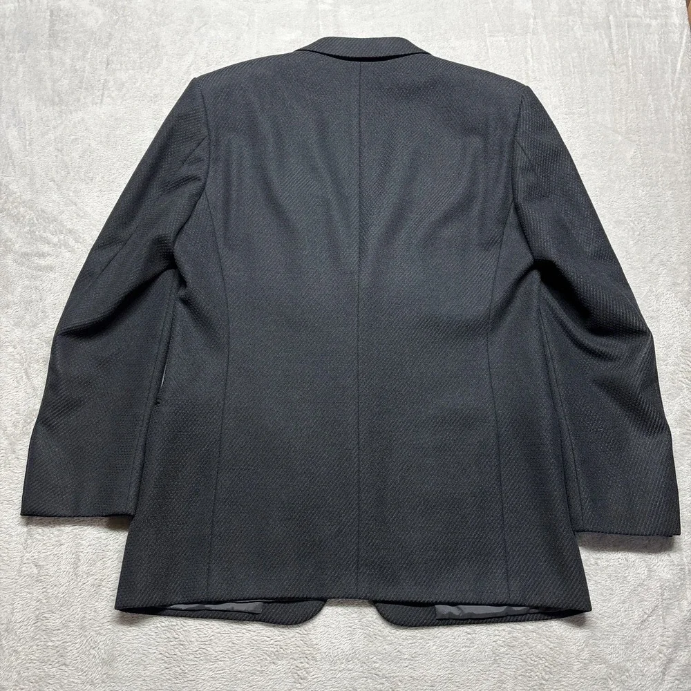 Armani Collezioni Men's Black Gray‎ Textured Stripe Blazer Suit Jacket 42L Wool